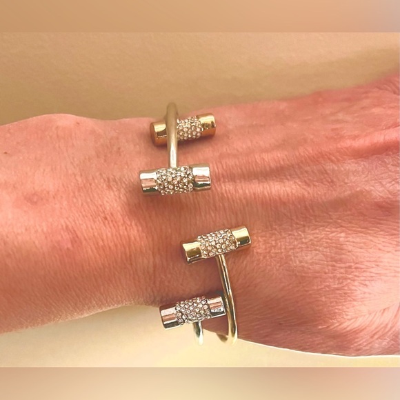 Langston gold & silver tone plated  pavé bangle set 🩶💛💎💎 NWOT - Picture 3 of 4